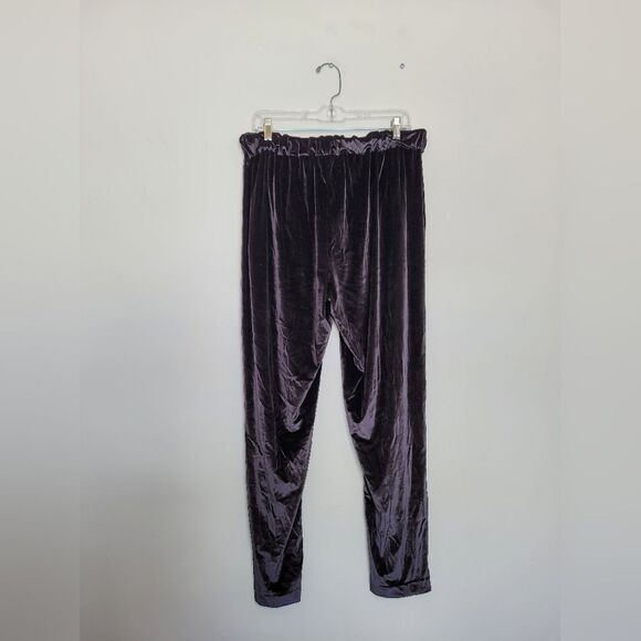 Elaine Kim Black Velvet Pants Straight Leg Trousers Pull On Elastic Waist XL - Picture 7 of 10